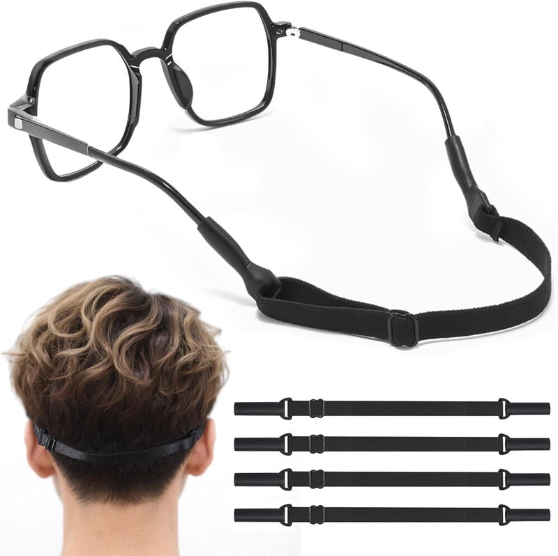 feehope 4 Pack Adjustable Glasses Strap（8.5-12.5in）, Glass Straps for Eyeglasses & Sunglasses, Anti-Slip Sports & Daily Use Eyeglass Strap - Image 1